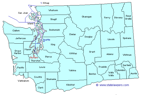 Washington County Outline Map.